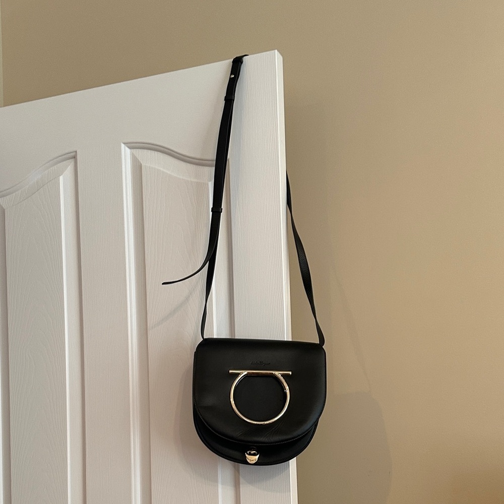 Ferragamo Black Leather Crossbody Bag